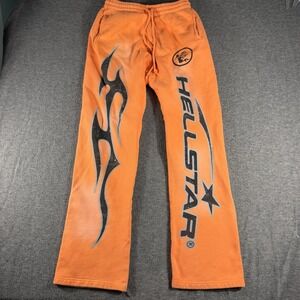 Hellstar Orange Flame Tribal Men's Sweatpants Size Medium Grunge Streetwear